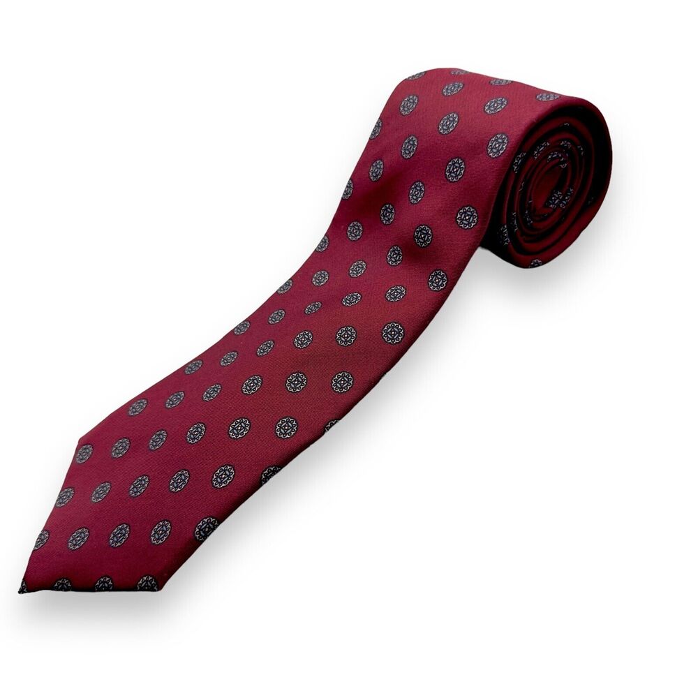 Haberdashery Mens Vintage Silk‎ Dress Tie Made in Austin, TX Medallion 56" 3.25"